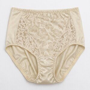 Vintage Playtex Shapewear Ivory Floral Satin Second Skin Hi-Cut Panties Granny